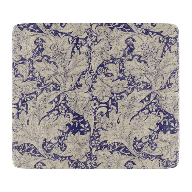William Morris Wallflower Pattern Antique Blue Cutting Board (Front)