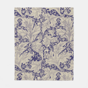 William Morris Wallflower Pattern Antique Blue Fleece Blanket