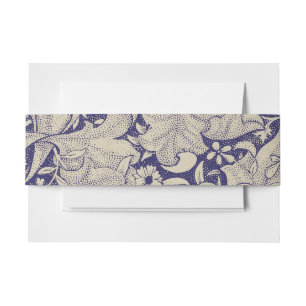 William Morris Wallflower Pattern Antique Blue Invitation Belly Band