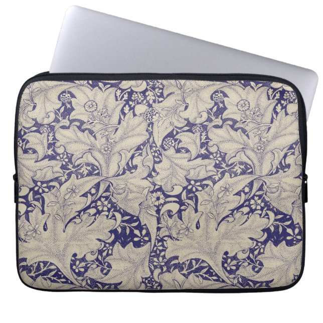 William Morris Wallflower Pattern Antique Blue Laptop Sleeve (Front)
