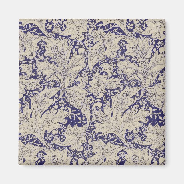 William Morris Wallflower Pattern Antique Blue Magnet (Front)