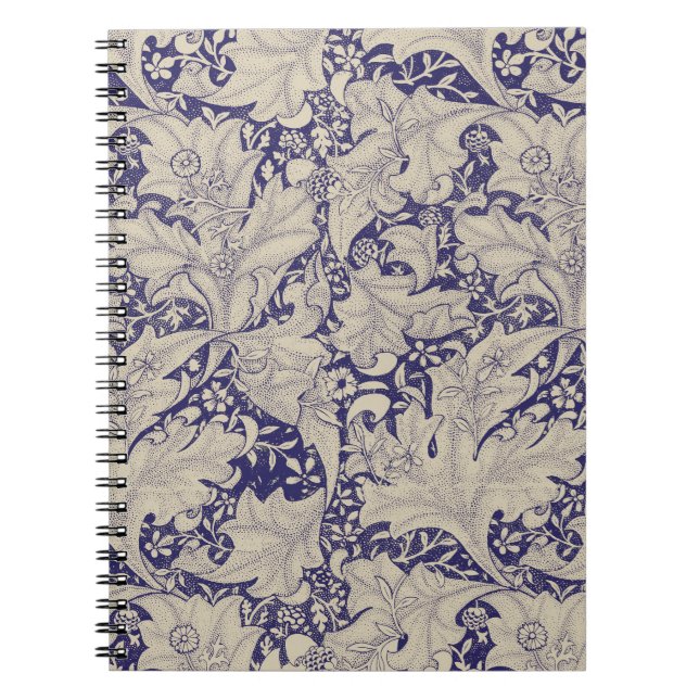 William Morris Wallflower Pattern Antique Blue Notebook (Front)