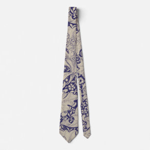 William Morris Wallflower Pattern Antique Blue Tie