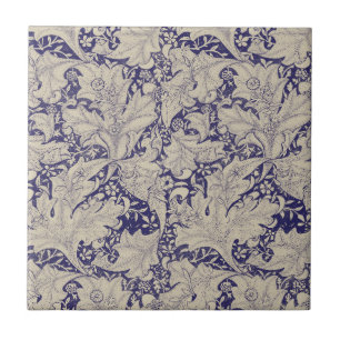 William Morris Wallflower Pattern Antique Blue Tile