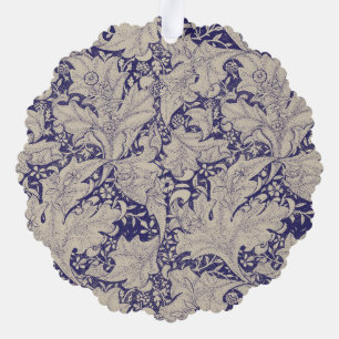William Morris Wallflower Pattern Antique Blue Tree Decoration Card