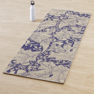 William Morris Wallflower Pattern Antique Blue Yoga Mat