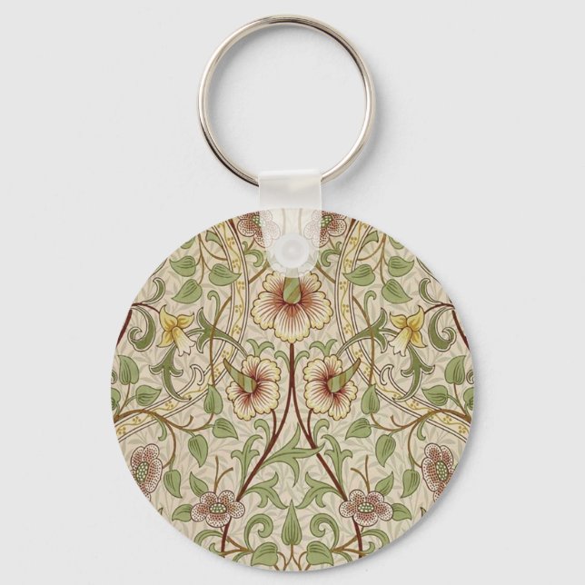 William Morris Wallpaper Daffodil Key Ring (Front)