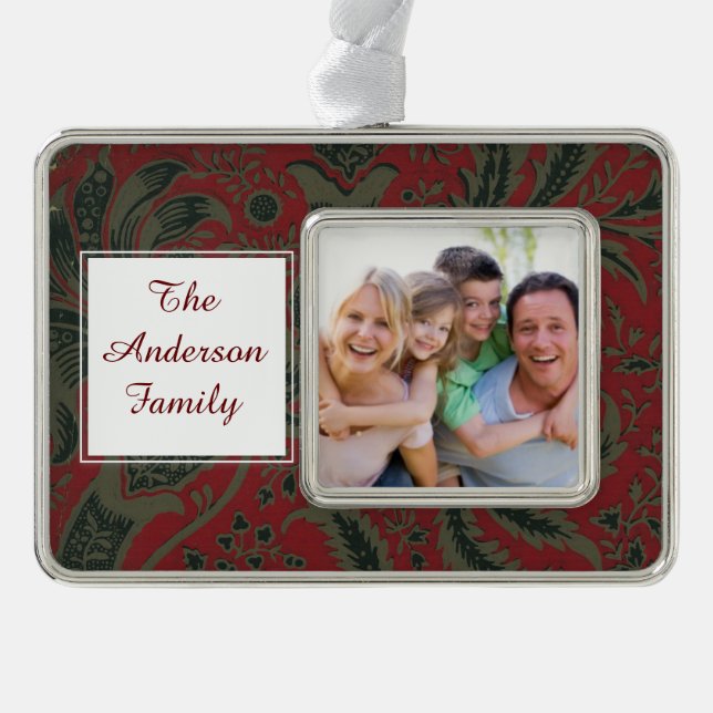 William Morris Wallpaper Pattern Silver Plated Framed Ornament (Front)