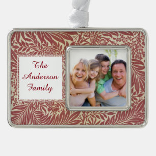 William Morris Wallpaper Pattern Silver Plated Framed Ornament