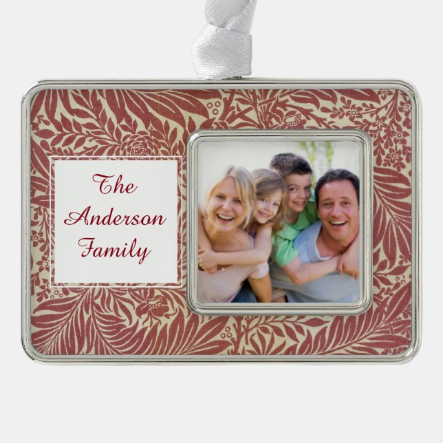 William Morris Wallpaper Pattern Silver Plated Framed Ornament (Front)