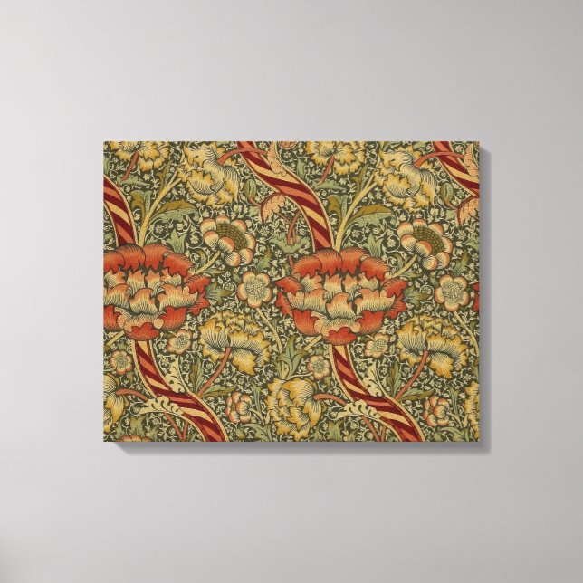 William Morris Wandle English Floral Damask Design Canvas Print (Front)