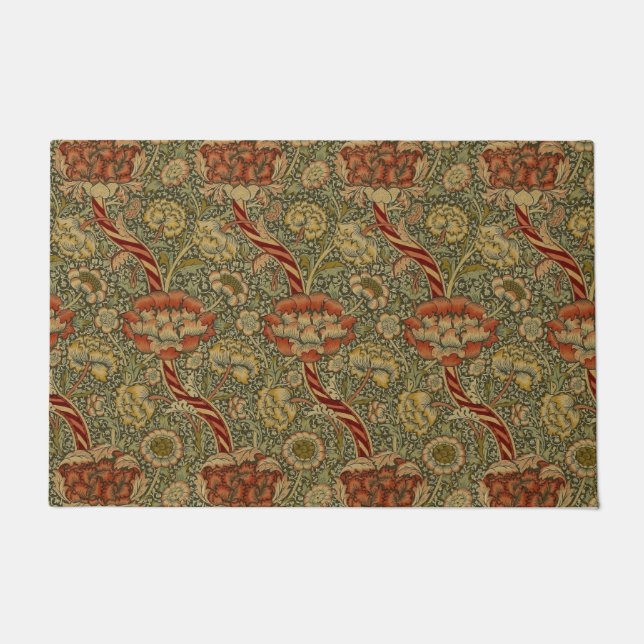 William Morris Wandle English Floral Damask Design Doormat (Front)