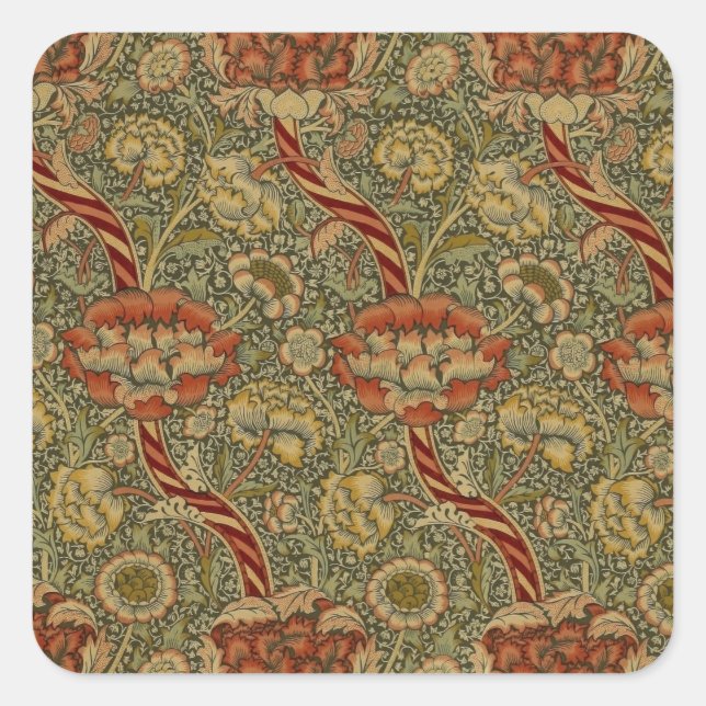 William Morris Wandle English Floral Damask Design Square Sticker (Front)