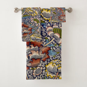 William Morris Wandle Navy Blue Floral Art Bath Towel Set