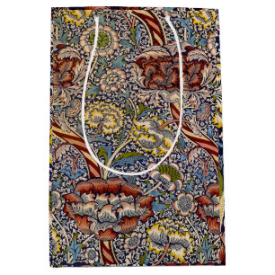 William Morris Wandle Navy Blue Floral Art Medium Gift Bag