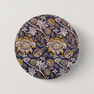 William Morris Wey Floral Arts Crafts Wallpaper 6 Cm Round Badge