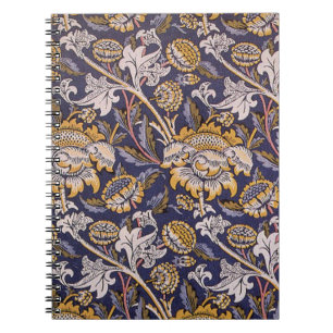William Morris Wey Floral Arts Crafts Wallpaper Spiral Notebook