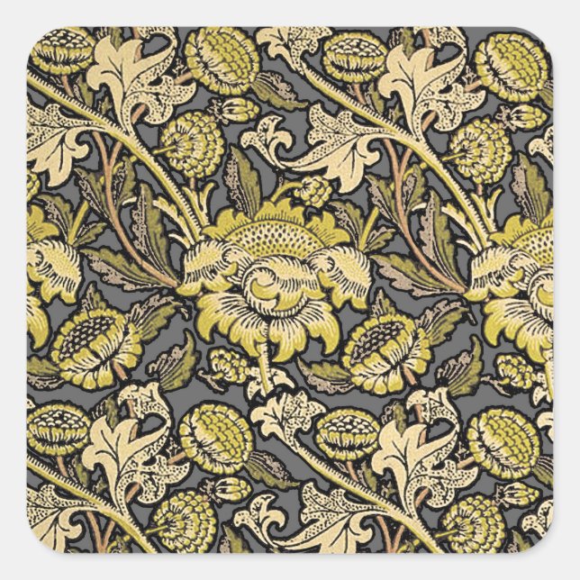 William Morris Wey Floral Arts Crafts Wallpaper Square Sticker (Front)