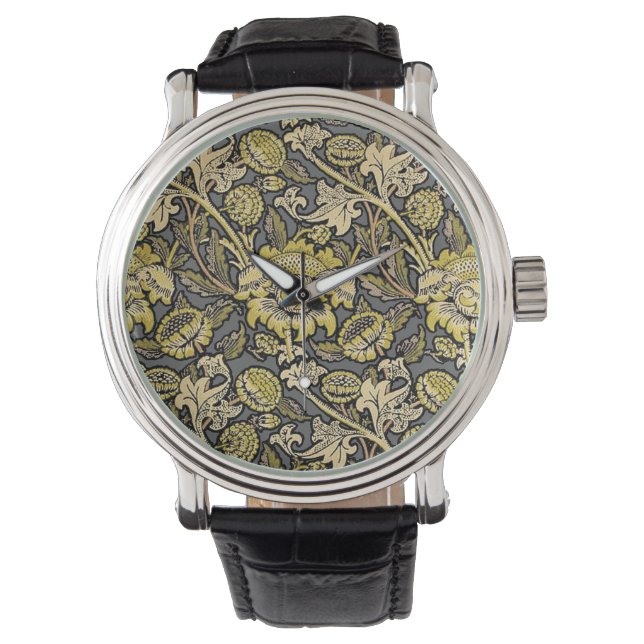 William Morris Wey Floral Arts Crafts Wallpaper Watch (Front)