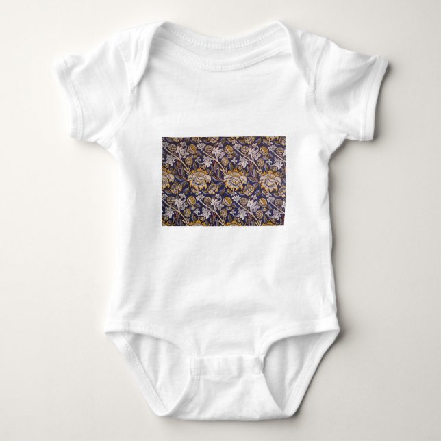 William Morris Wey Floral Wallpaper Baby Bodysuit (Front)