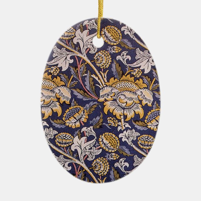William Morris Wey Floral Wallpaper Ceramic Tree Decoration (Front)