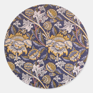 William Morris Wey Floral Wallpaper Classic Round Sticker