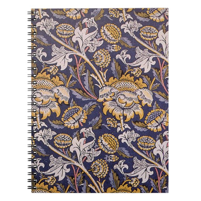William Morris Wey Floral Wallpaper Spiral Notebook (Front)