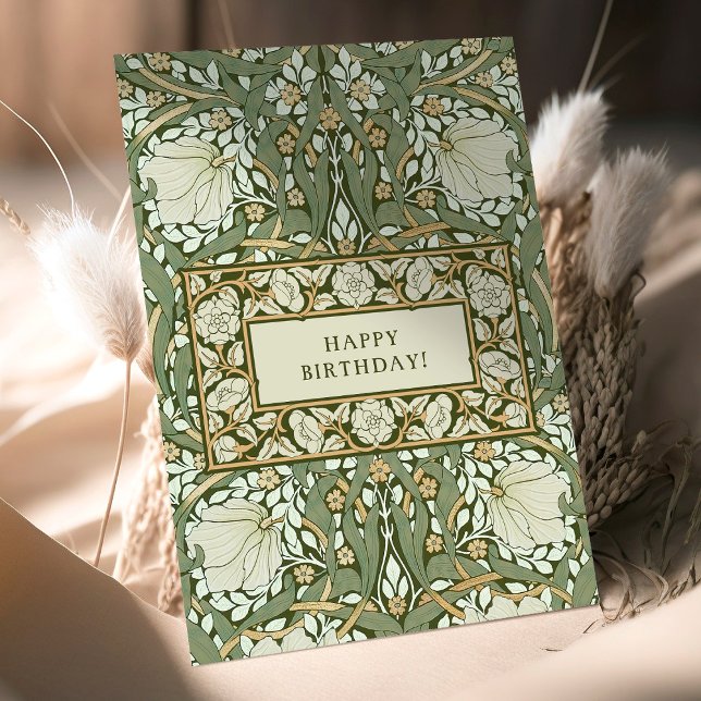William Morris White and Green Pimpernel Birthday Card (Creator Uploaded)