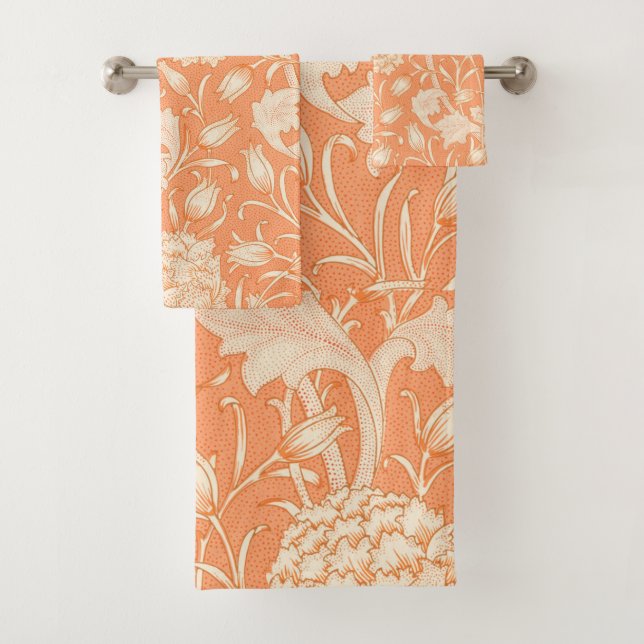 William Morris Wild Tulip famous pattern Bath Towel Set (Insitu)