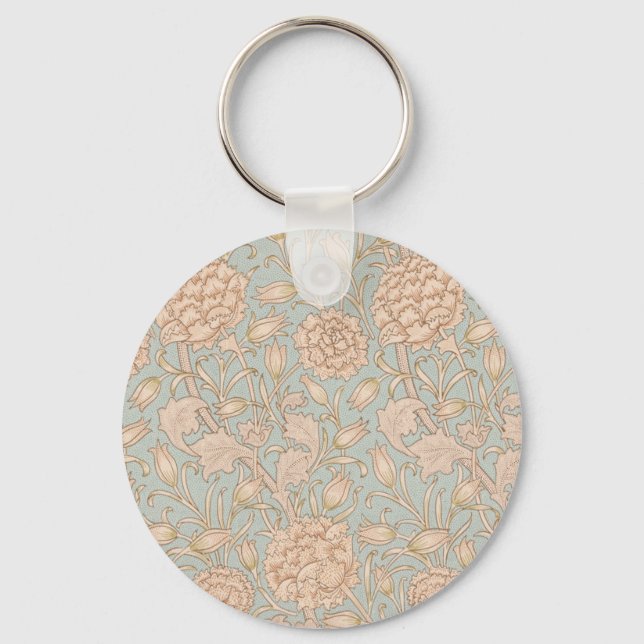 William Morris Wild Tulip Flower Floral Design Key Ring (Front)