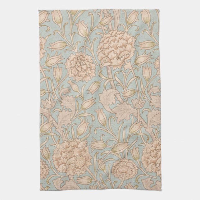 William Morris Wild Tulip Flower Floral Design Tea Towel (Vertical)