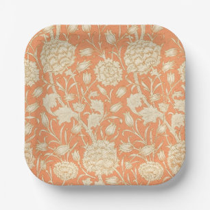 William Morris Wild Tulip Orange Floral Art Paper Plate