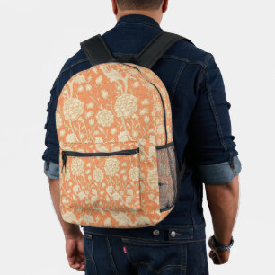 William Morris Wild Tulip Orange Floral Art Printed Backpack