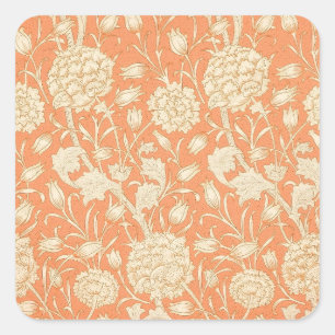 William Morris Wild Tulip Orange Floral Art Square Sticker