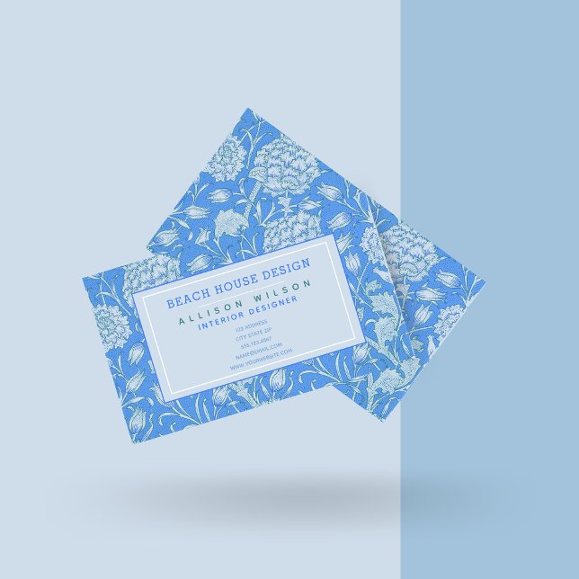 William Morris - Wild Tulips - Blue Floral  Business Card (Creator Uploaded)