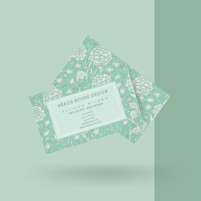 William Morris - Wild Tulips - Green Floral Business Card (Creator Uploaded)