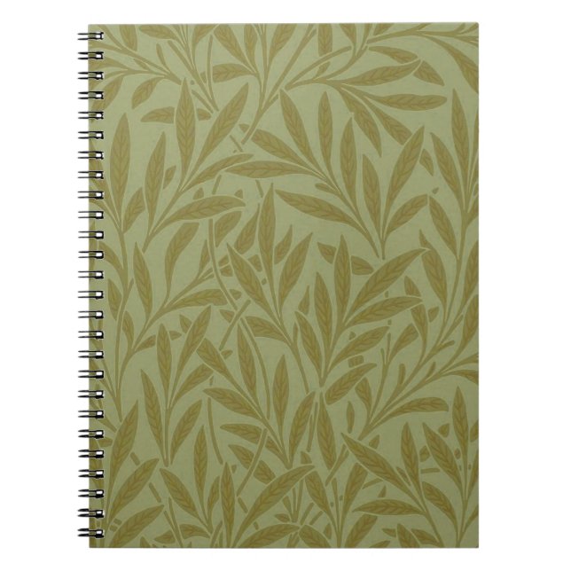William Morris Willow Antique Floral Leaf Spiral Notebook (Front)