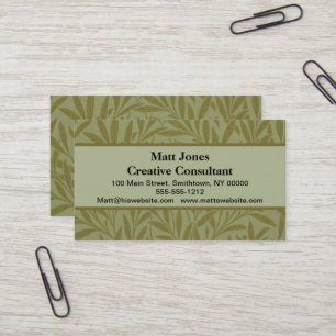 William Morris Willow Antique Green Leaf Vine Art Business Card