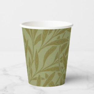 William Morris Willow Antique Green Leaf Vine Art Paper Cups