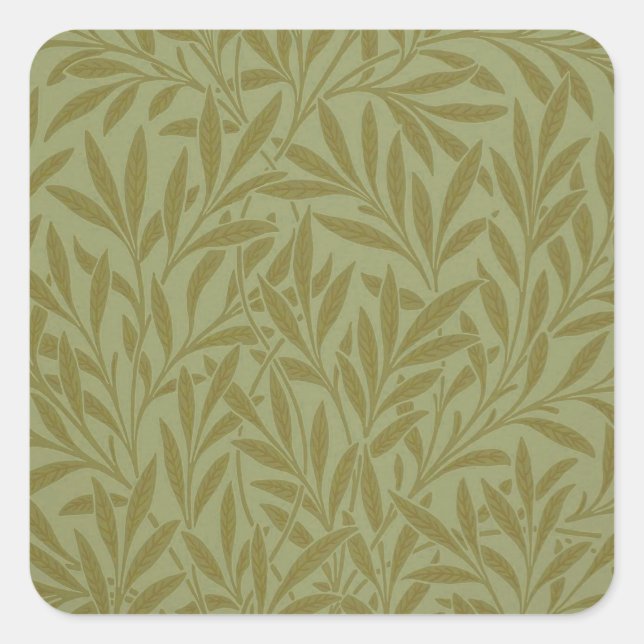 William Morris Willow Antique Green Leaf Vine Art Square Sticker (Front)