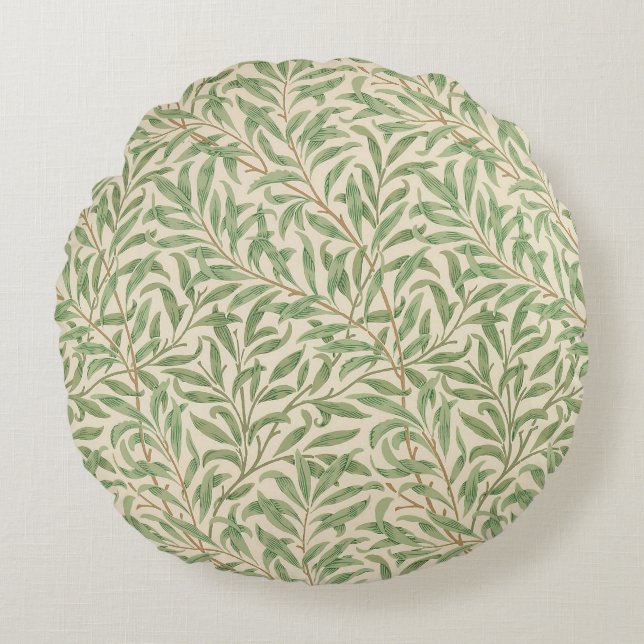 William Morris Willow Bough Garden Flower Classic Round Cushion (Front)