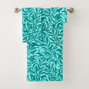 William Morris Willow Bough, Turquoise and Aqua Bath Towel Set