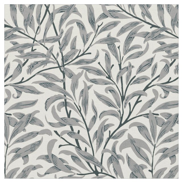 William Morris willow branches grey pattern art Fabric (Close Up)