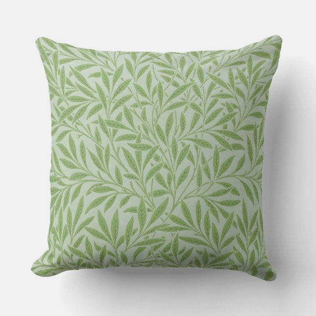 William Morris Willow Flower Classic Green Cushion (Front)