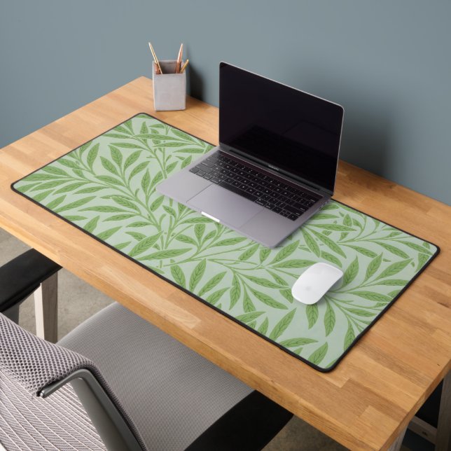 William Morris Willow Flower Classic Green Desk Mat (Office 2)
