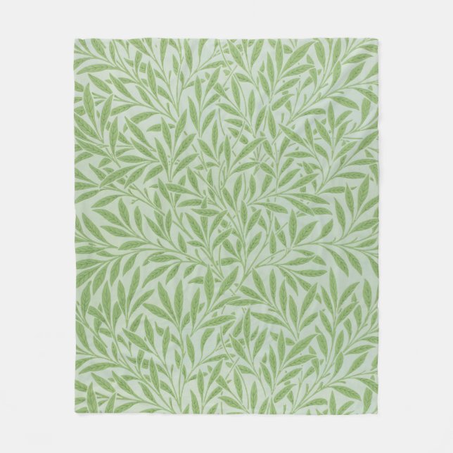 William Morris Willow Flower Classic Green Fleece Blanket (Front)