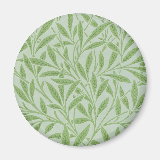 William Morris Willow Flower Classic Green Magnet (Front)