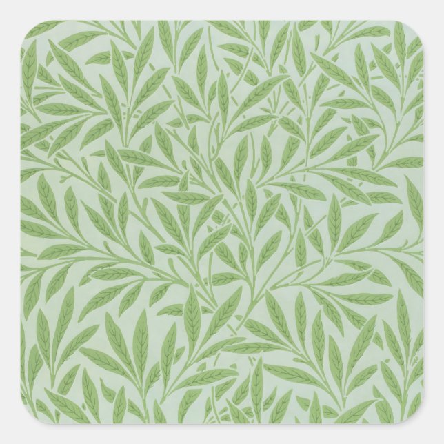 William Morris Willow Flower Classic Green Square Sticker (Front)