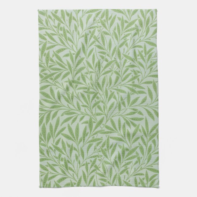 William Morris Willow Flower Classic Green Tea Towel (Vertical)
