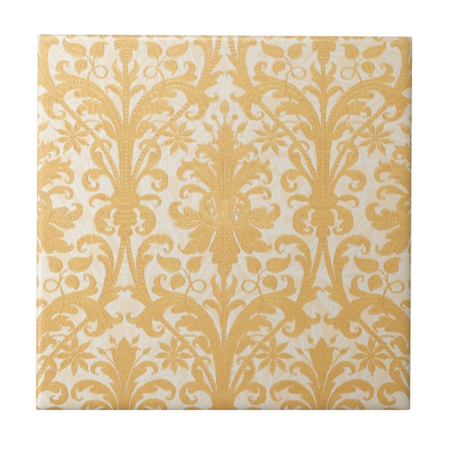 William Morris Willow & Gold Damask Luxury Tile (Front)